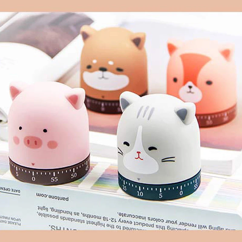 Customized Cute Kitchen Timer One Hour Abs Animal Shape Manual Multifunction Timer Kitchen Learning Fitness Timer Cube