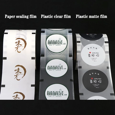 customized Paper plastic bubble tea cup sealing film PP plastic cup sealing film boba tea cup sealing film rolls