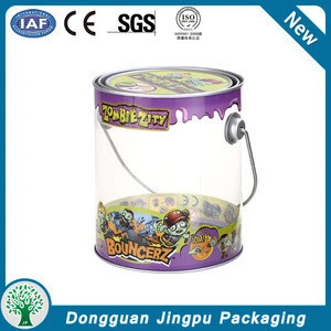 Customized round clear paint can with tin lid