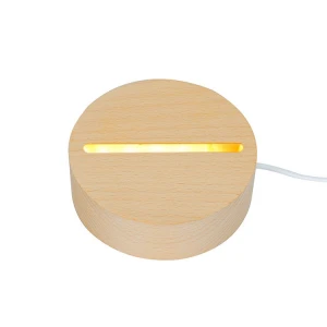 Customized Round Oval Wooden 3D Acrylic LED Night Light Base DIY 3D Signs illusion Night Lamp LED Wood Lighting Base For Acrylic