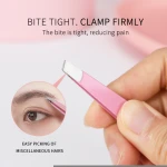 Customized stainless steel pink slanted eyebrow tweezers eyelash applicator tweezers