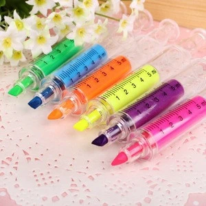 Cute Kawaii Fluorescent Syringe Watercolor Pens Highlighters Marker Pen Korean Stationery School Supplies