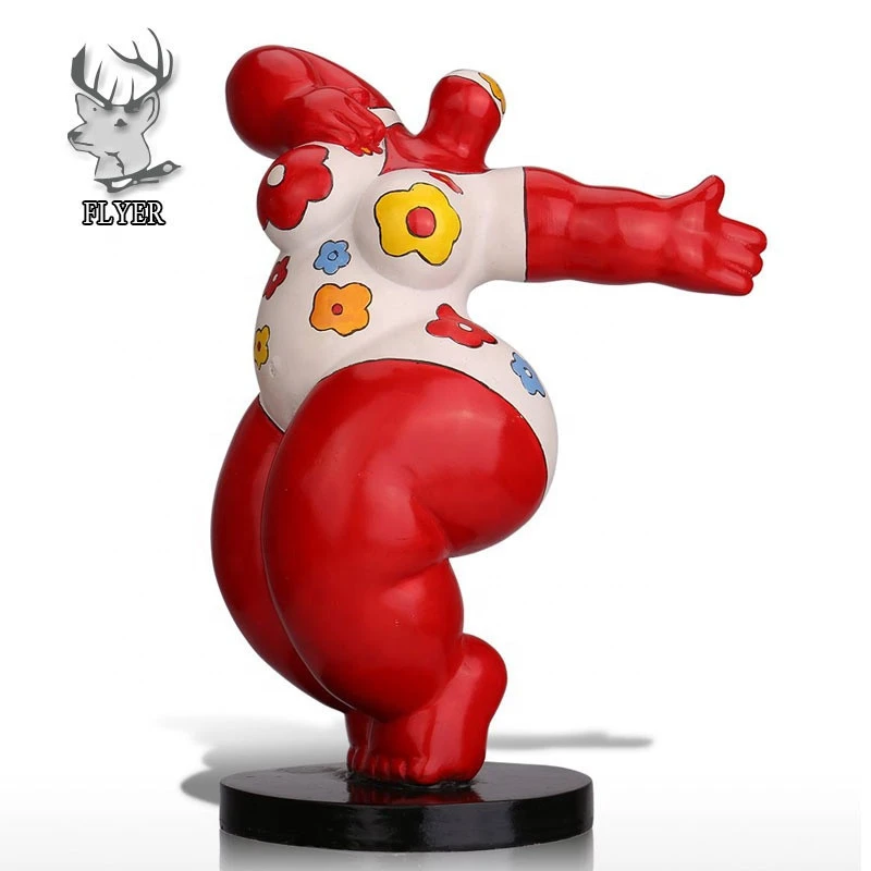 Dancing Fat Woman Resin Sculpture Abstract Exaggerative Style Home Decor