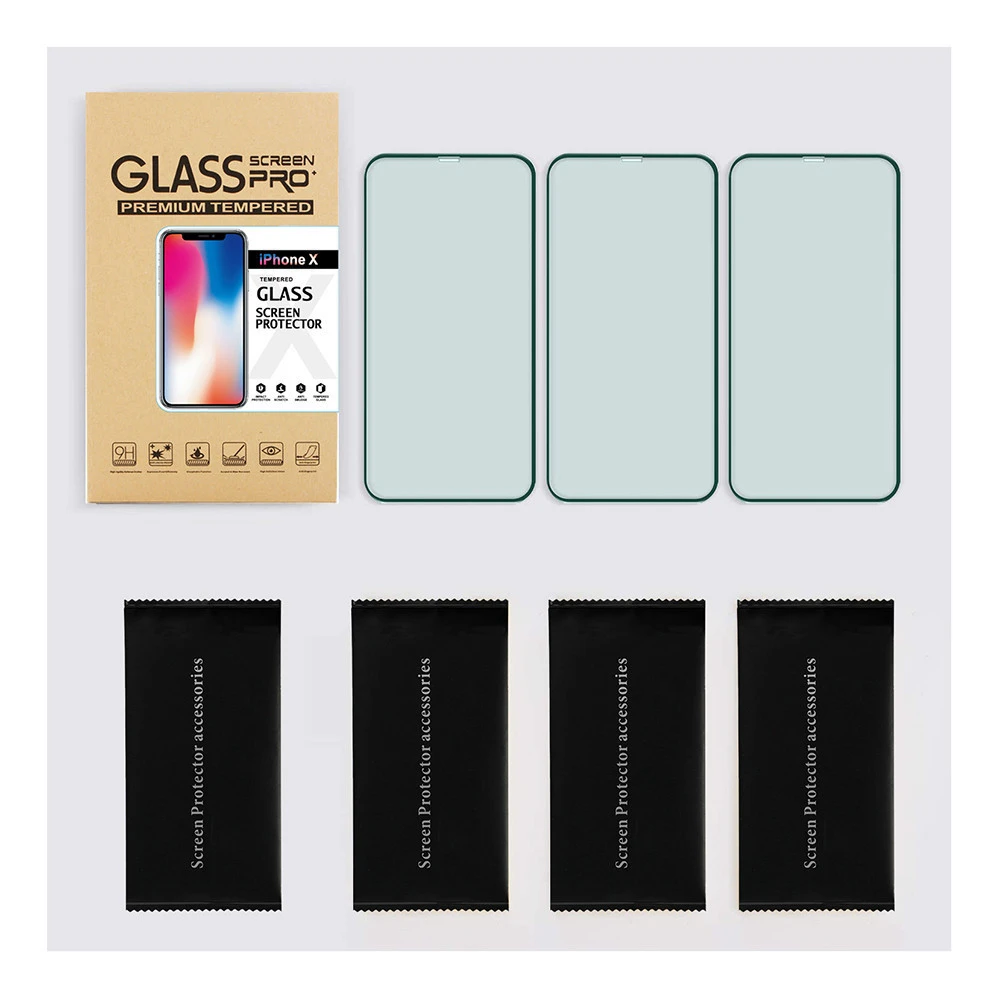 Diamonds Hard Screen Protector Light Clear Tempered Glass Film for iPhone 12 5.4 6.1 6.7 Eye Protection with Green 2.5D 0.33mm