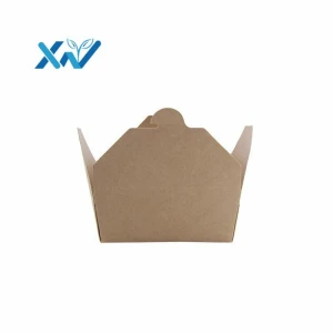 Disposable kraft microwavable folded paper take-out container takeaway kraft lunch paper box from china source factory supplier