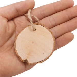 DIY new product wholesale wooden decoration pieces craft tree log oval round pine unfinished natural wood slices