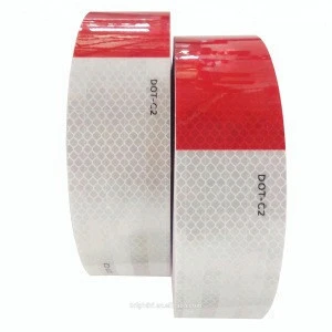DOT-C2 Red And White Adhesive Prismatic Reflective Tape In Reflective Material