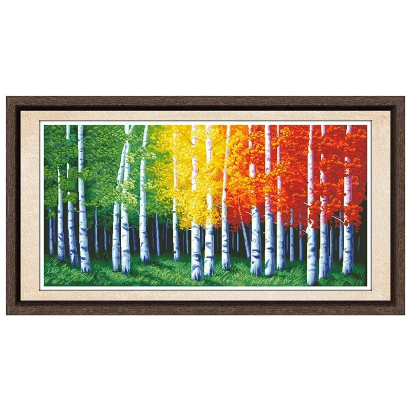 DPF100 Colorful forest cross stitch kit counted pattern diy embroidery set wall decor
