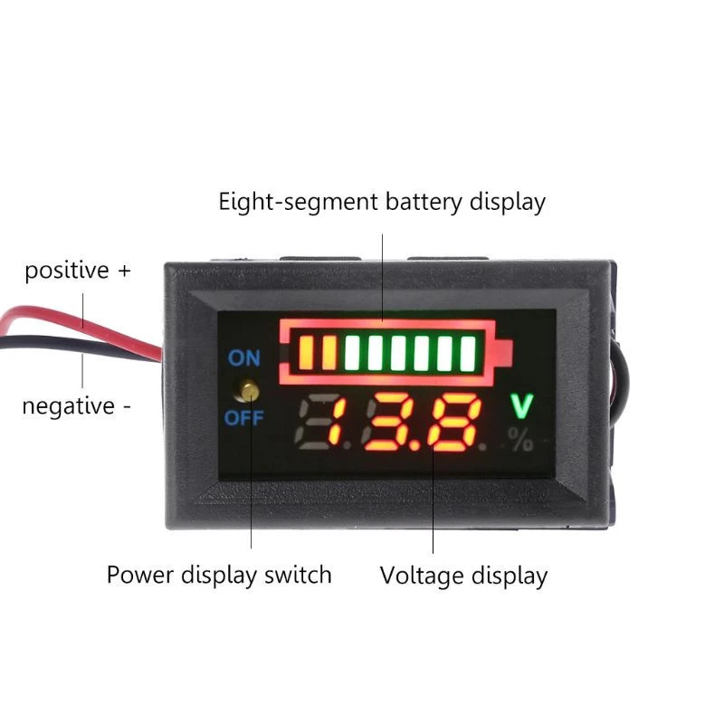 Dual LED Display 12V Car Lead Acid Battery Charge Tester Level Indicator Tester Lithium Battery Capacity Meter Tester
