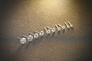 E07 free shipping 925 sterling silver cz stud earring 3mm/4mm/5mm/6mm/7mm
