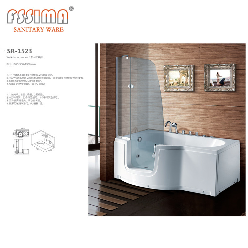 Buy Ecofriendly Acrylic Whirlpool And Air Spa Bath Tub Massage Bathtub With Door For Elder from