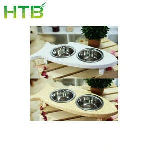 Eco-friendly Bamboo Wood Pet Food Bowl Feeder Dish for Dogs and Cats
