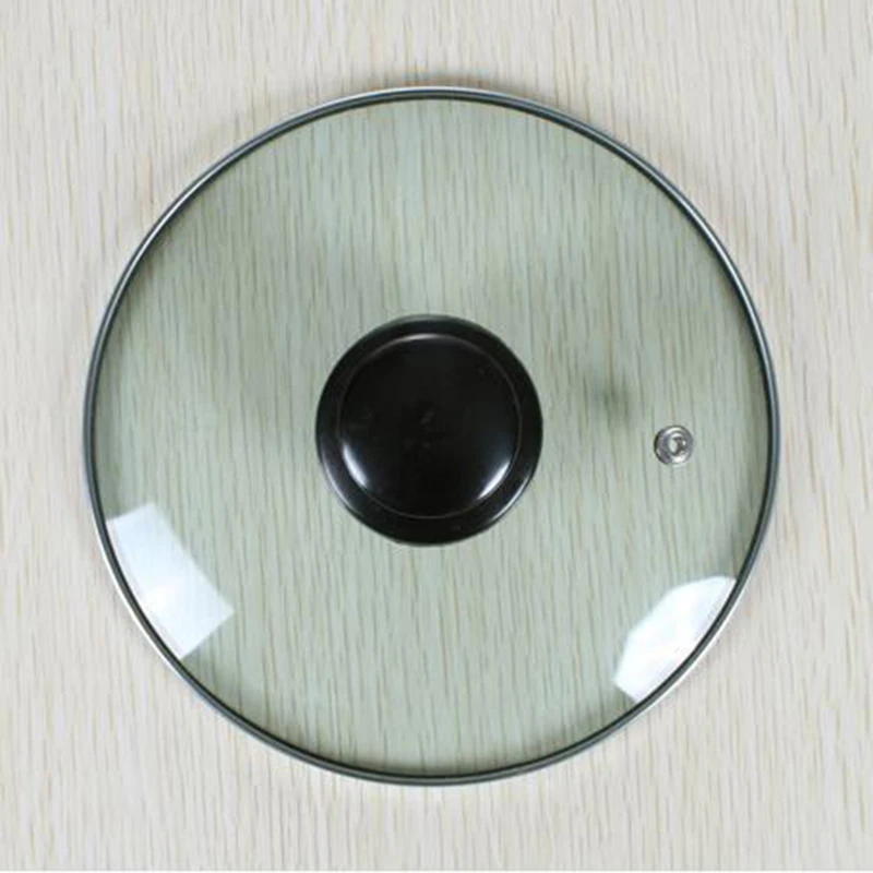 Eco-Friendly Type C Stainless Steel Rimmed Tempered Glass Dinnerware Transparent Frying Pan Cover-JY127
