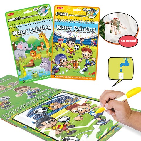 Educational kids drawing toys children doodle jams magic water pen book reusable drawing book painting kits for kids
