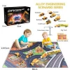 Engineering Construction Vehicle Toy Set With Play Mat Truck Carrier, Forklift, Bulldozer, Road Roller, Excavator, Dump Truck,