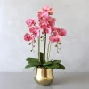 Europe Gold Ceramic Porcelain Bonsai Modern Flower Vase With Orchid Home Decorative