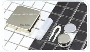 Eyewear Accessories portable travel reflective Cover contact lens case with mirror color contact lenses case
