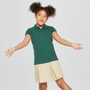Factory custom girls&#39; short sleeve Interlock uniform polo shirt  cotton school uniform for children