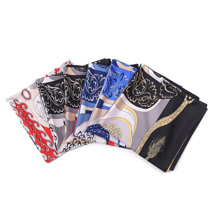 Factory Direct Custom Design Head Digital Printed Recyclable Square Silk Scarf