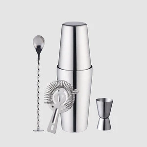 Factory Direct Professional Stainless Steel 9Pcs Wine Tool Bar Drink Cocktail Shaker Set