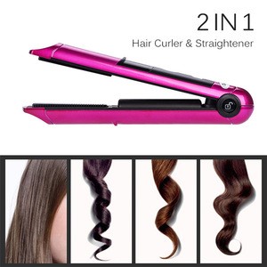 Factory Hot Sales LED Display 2 in 1 Hair Curler And Straightener Styling Tool Dropshipping