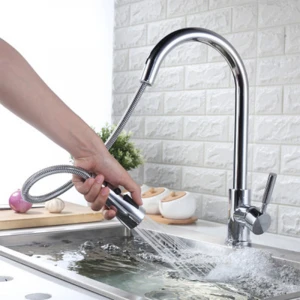 Factory Outlet Mixer Tap Kitchen Taps Faucet,   304 Stainless Steel Pull Down Kitchen Faucet Pull Out Hose