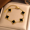 Fashion 18k Gold Plating Clover Bracelets Waterproof Single Side Shell Stainless Steel Bracelet For Women No Fading