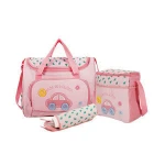 fashion cute designer customize Four-piece set Mummy diaper Bag New Mother baby hand Bag 600D durable women storage bag