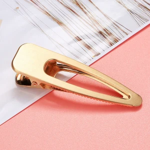 Fashion gold plated plain alligator clips with teeth , gold barrette for women
