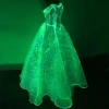 Fashion Hotsale RGB LED Light up Glow in the dark Luminous fabric Ball Gown Wedding fiber optic dress