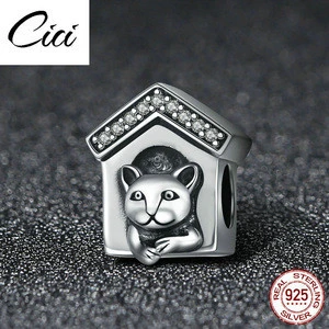 Fashion metal silver fortune cat beads for bracelet and pendant