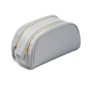 Fashion Women Travel Toiletry Bag double Zip Make Up Pouch Case PU Leather Makeup Cosmetic Bag