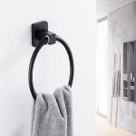 Flash Sale Black Bathroom Hardware Pendant Wall Hanging Space Aluminum Towel Ring