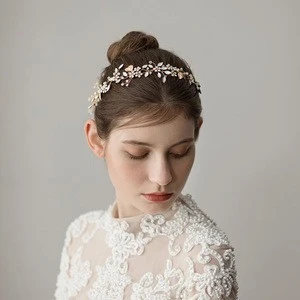 Flower Bridal Tiara Headband Handmade Crystal Rhinestone Hair Band Headwear