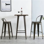 Free Sample Cheap Price Bar Furniture Set Wholesale, Iron Legs Elm Desktop Bar Table,  Bar Table And High Stool Chairs Sets