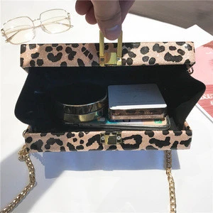 Free Shipping 2020 New Leopard Print Box Personality Small Square Bag Trend Korean Chain Shoulder Bag Wild Girl Messenger Bag