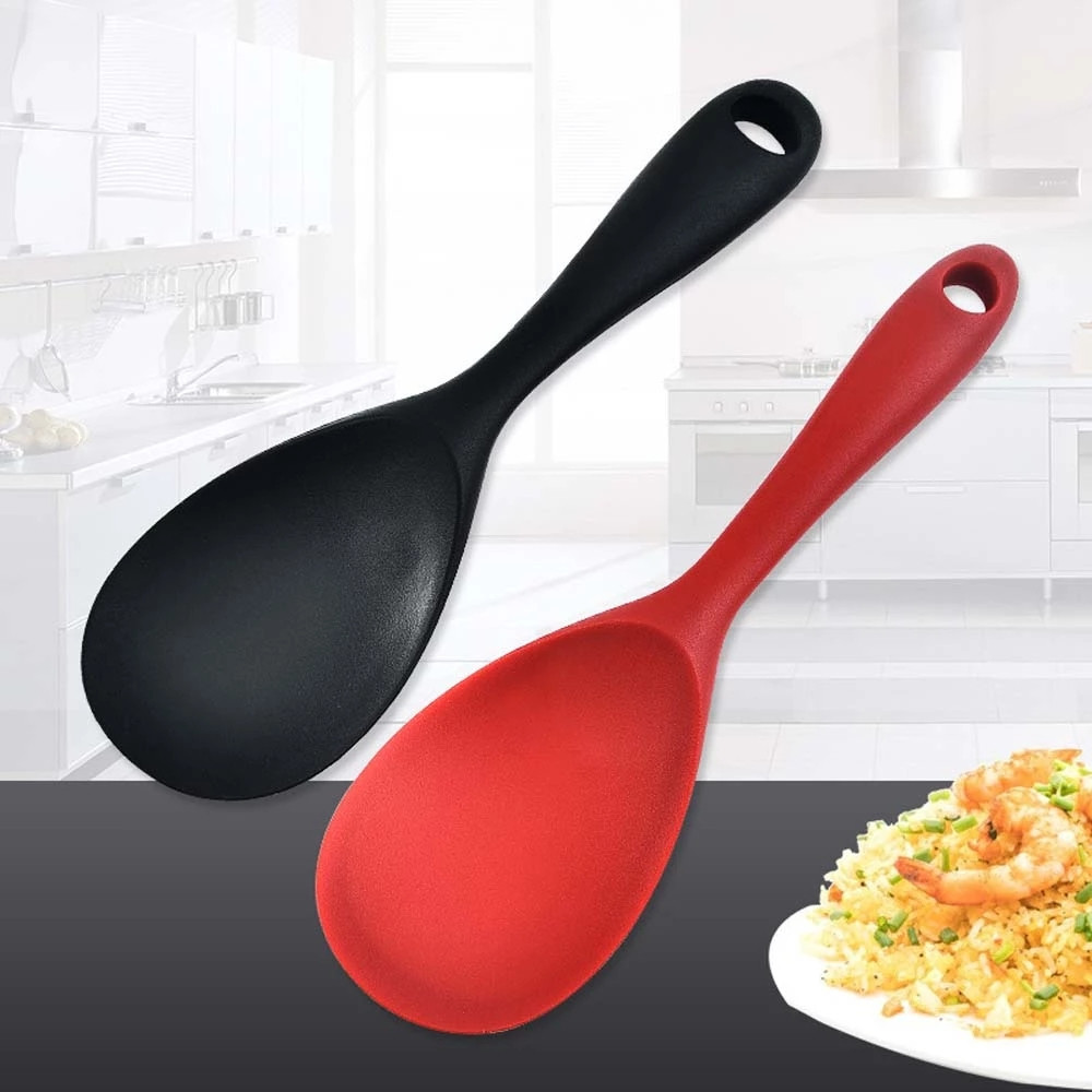 Buy Free Shipping Long Handle Rice Spoon Food Grade Silicone Heat ...