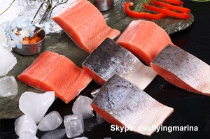 frozen pink salmon fillet IQF process