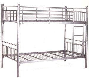 Full Over Full Bunk Bed with Built-In Ladder,Silver