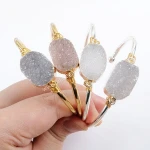 G1708 Unique Natural druzy bracelet handmade wire wrapped druzy bracelets bangles for women wholesale