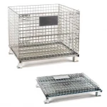 Galvanized Foldable Combination Logistic Equipment Warehouse Wire Mesh Pallet Roll Cage Foldable Storage Steel Box