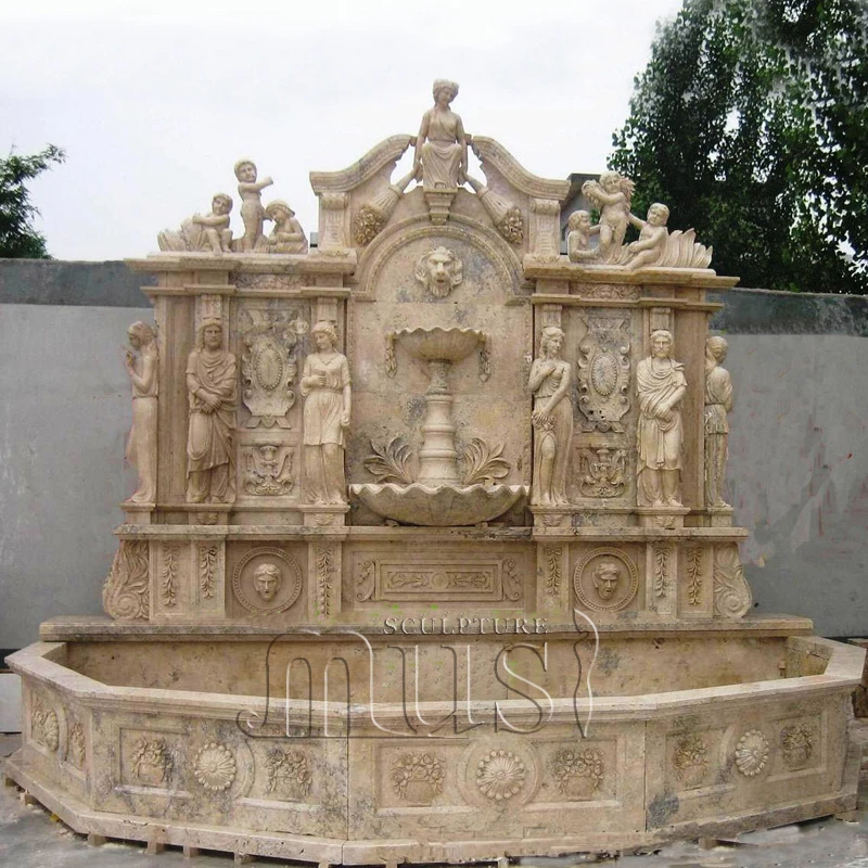 Garden Decoration Marble Water Wall Fountain with Lady Statue