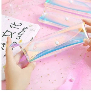 Girl Transparent Laser Pen Bag Women Holographic Brush Bags  New Creative Travel Makeup Case Student Mini Pencil Pouch supplier
