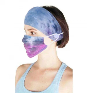 Girls Hair Accessories Tie Dye Headbands Button Mask Holder Hairband Facemask With Matching Headbands Set