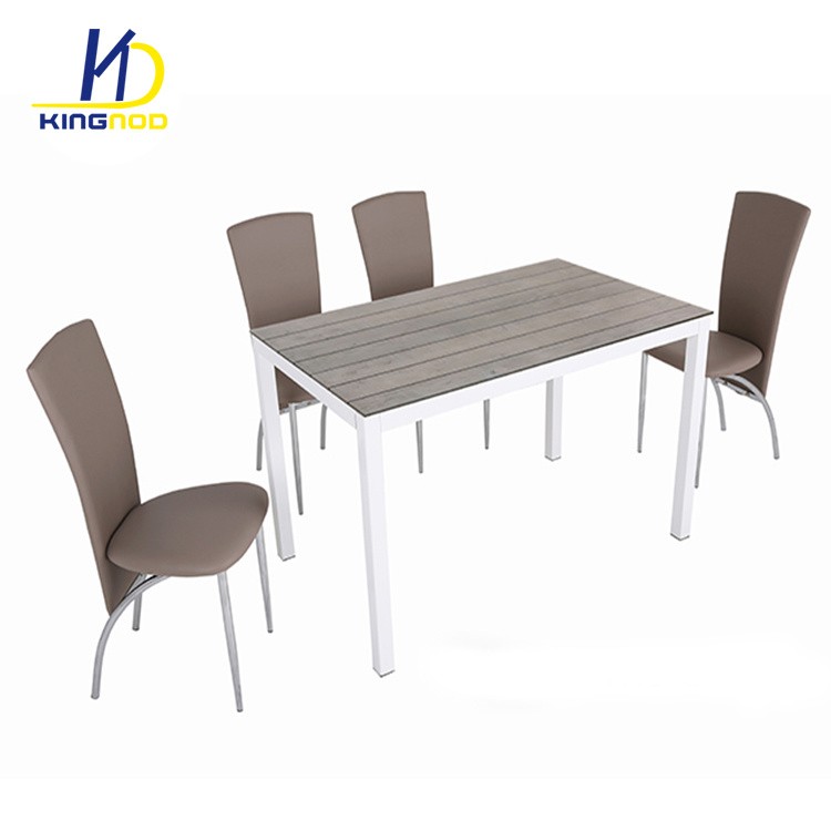 Glass Top Metal Legs Dining Table Match with Chairs