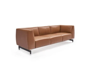 Glaze Leather Sofa Classic Vintage Style With Metal  Frame Sofa Set Hotel Living Room Furniture