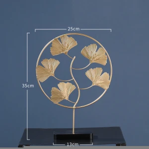 Golden palm leaf ginkgo leaf modern plant home decoration accessories iron tabletop decorations