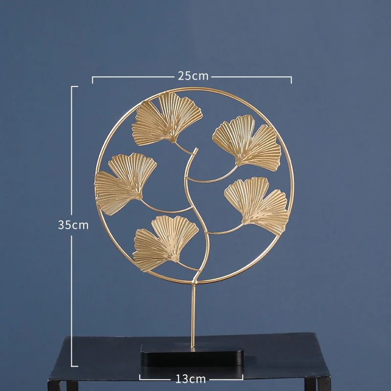 Golden palm leaf ginkgo leaf modern plant home decoration accessories iron tabletop decorations