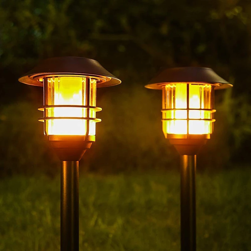 Goldmore 12pcs metal waterproof 75 LED Outdoor Dancing Flickering Torches flame solar garden light