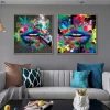 Graffiti Art Sexy Lip Smoking Canvas Painting On The Wall Art Posters Prints Wall Pictures for Living Room Home Wall Cuadros